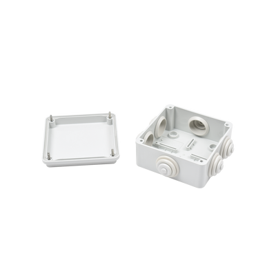 Caja de derivación de PVC Auto-extinguible con 6 entradas, tapa atornillada, 100x100x50 MM, (Medidas internas, mayor área permisible para e cable, Para exterior (IP55) - Image 2